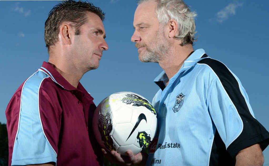 CUP GLORY: Tintenbar-East Ballina Strikers coach Dwayne Smith and Ballina Sea Horses coach Chris Layland will be hoping their sides can win the Anzac Cup Final. CUP GLORY: Tintenbar-East Ballina Strikers coach Dwayne Smith and Ballina Sea Horses coach Chris Layland will be hoping their sides can win the Anzac Cup Final.